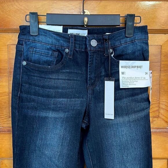 William Rast Midrise Crop Boot Cut Dark Wash Jeans Women’s 24 - Picture 2 of 9